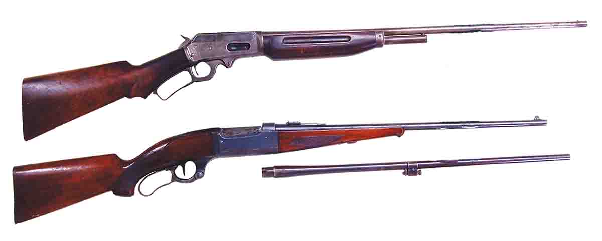 Some interesting guns have chambered the 2½-inch .410, like the Marlin Model 410 (top) available for only four years, and the Savage M99 takedown with an extra .410 barrel.